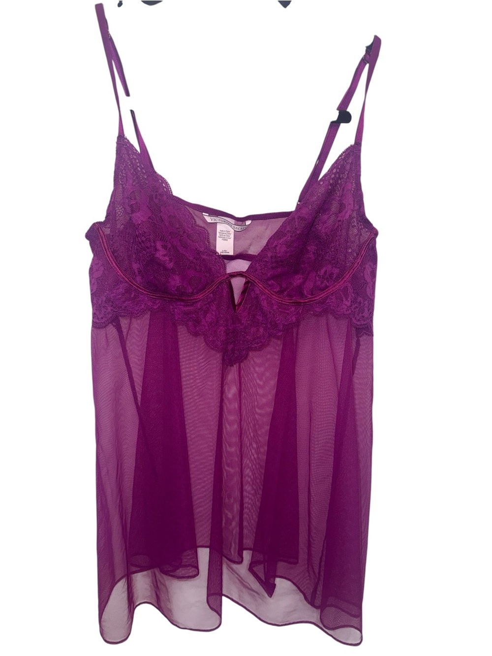 Victoria's Secret Purple Lace & Sheer Babydoll Chemise